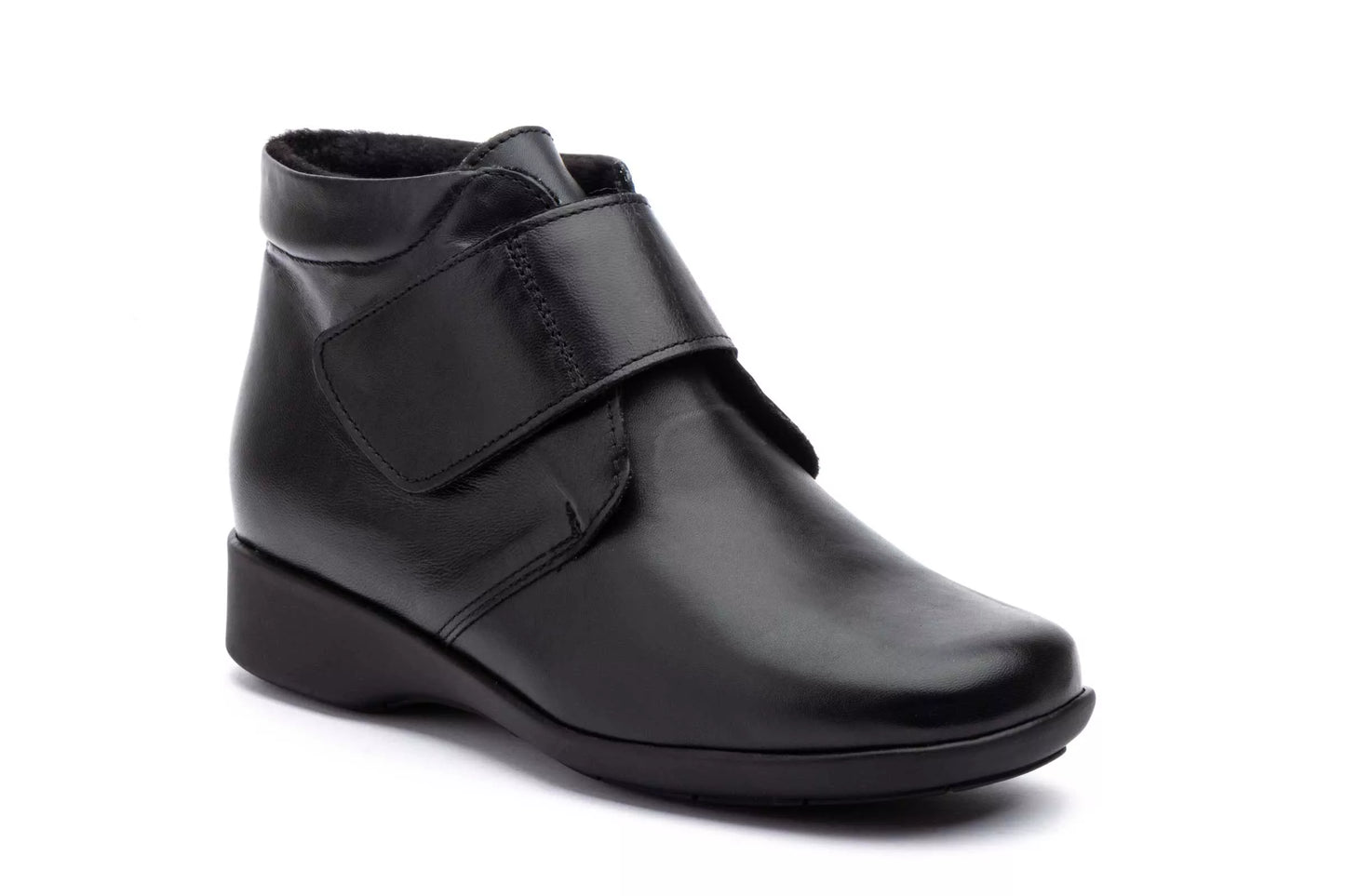 Botines Mujer Piel Negro Cuña