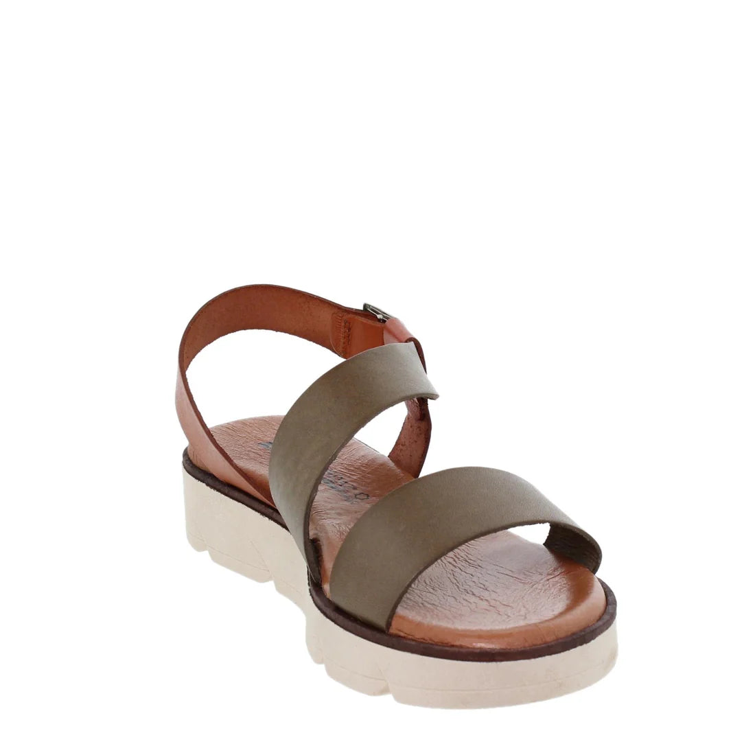 Sandalia Plana Mujer piel Kaki Aldama