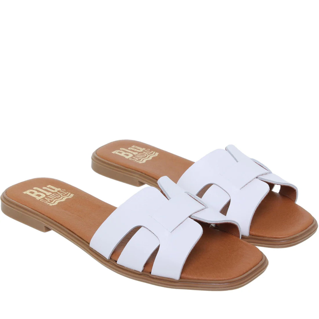Sandalia plana mujer piel blanco Rita