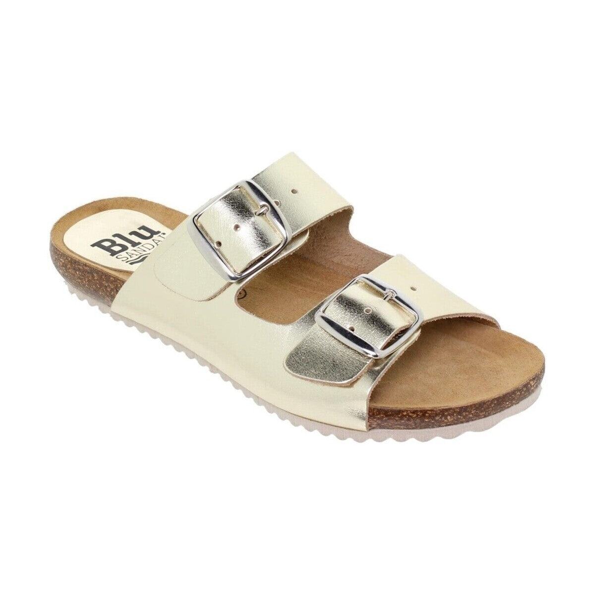 Sandalia de piel cómoda BIO 2 hebillas Oro
