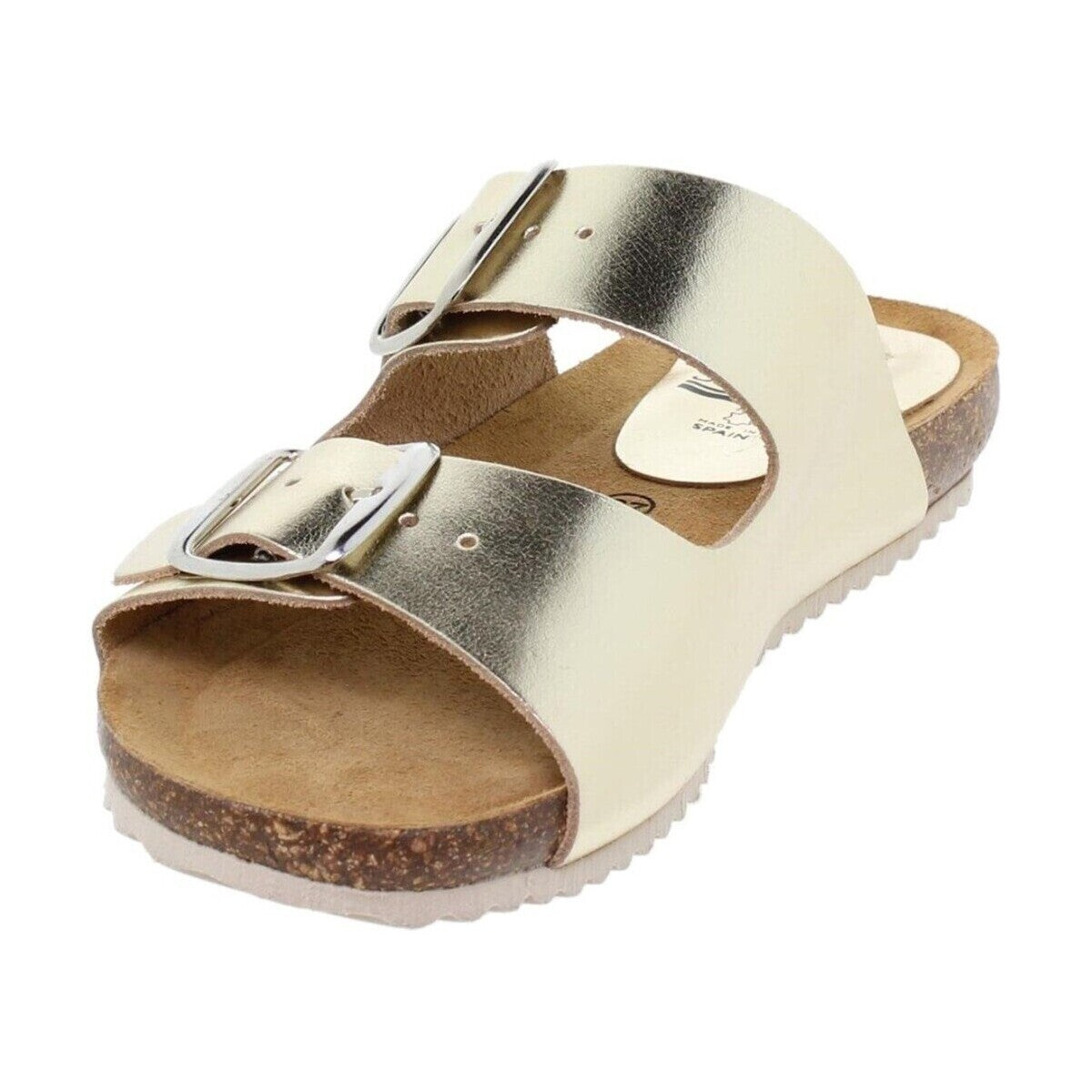Sandalia de piel cómoda BIO 2 hebillas Oro