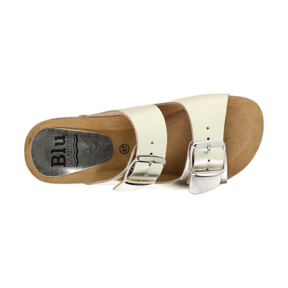 Sandalia de piel cómoda BIO 2 hebillas Oro