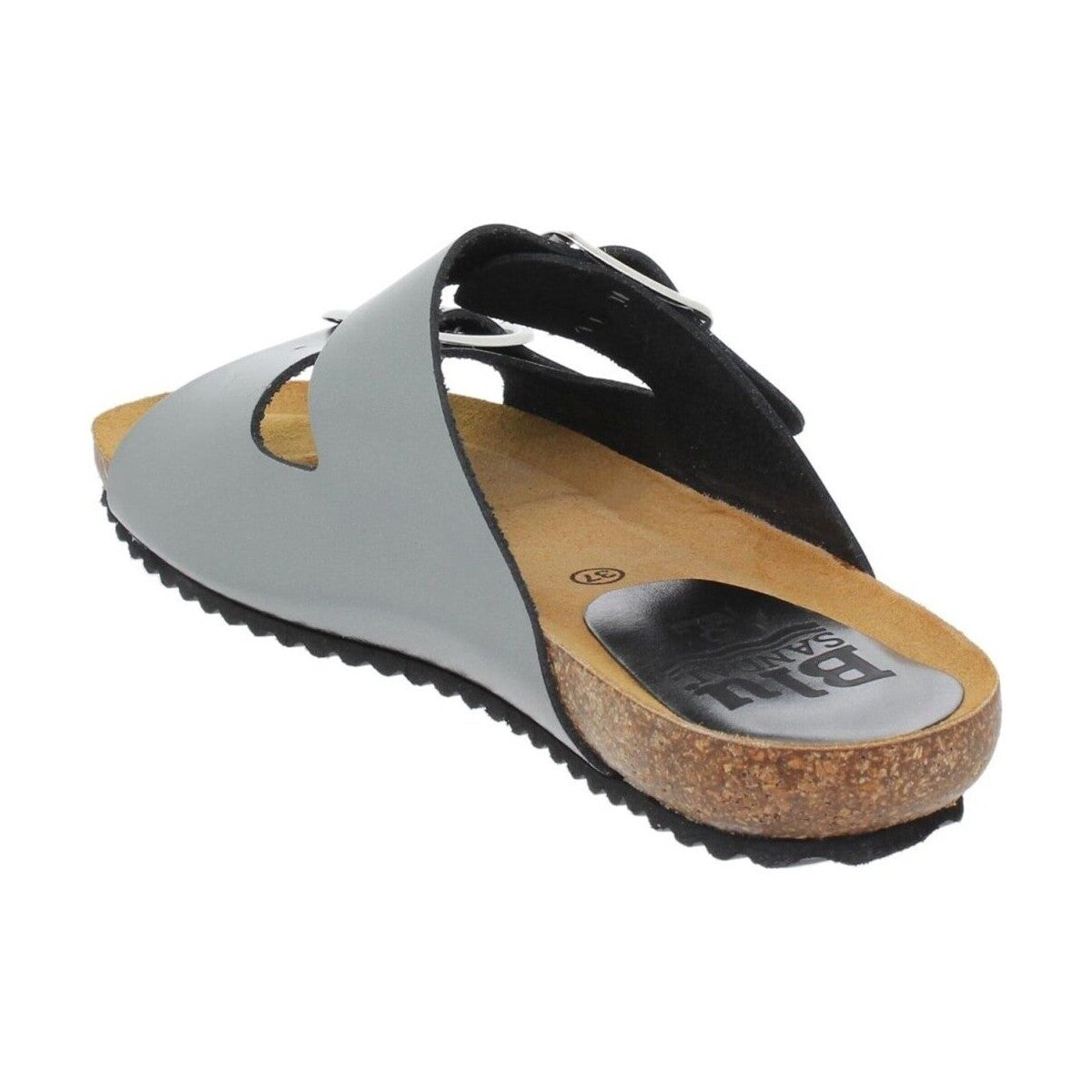 Sandalia de piel cómoda BIO 2 hebillas Plata