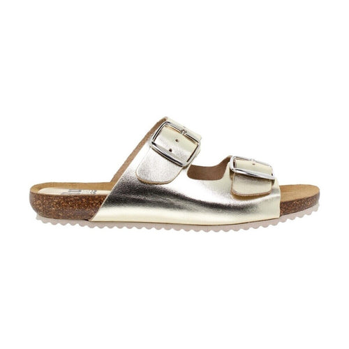 Sandalia de piel cómoda BIO 2 hebillas Plata