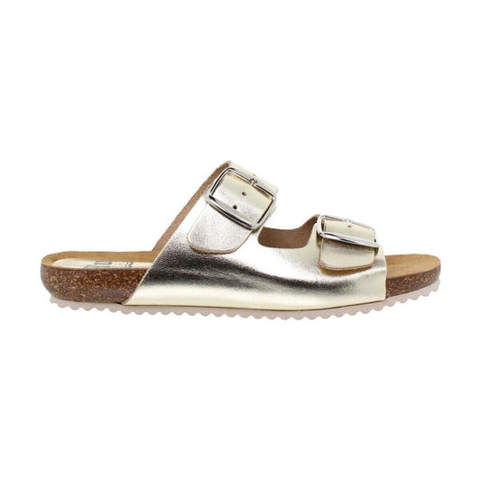 Sandalia de piel cómoda BIO 2 hebillas Plata