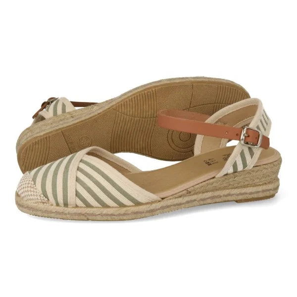 Cuñas bajas esparto mujer piel serraje rallas