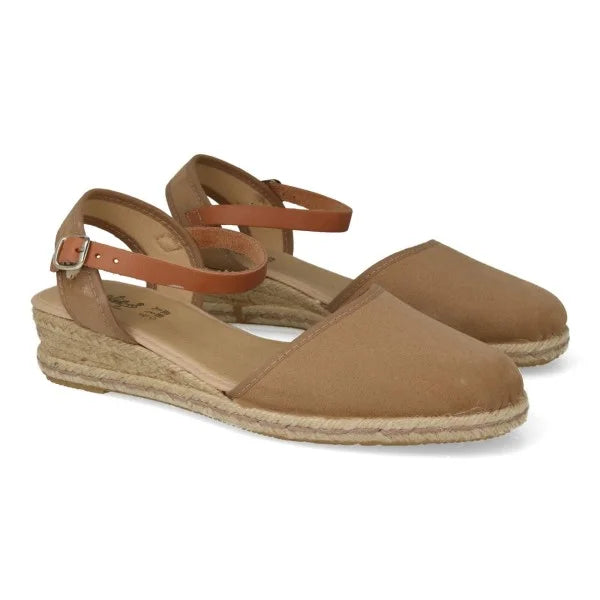 Cuñas bajas esparto mujer piel serraje