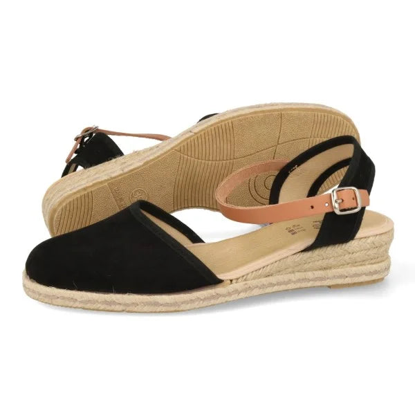 Cuñas bajas esparto mujer piel serraje