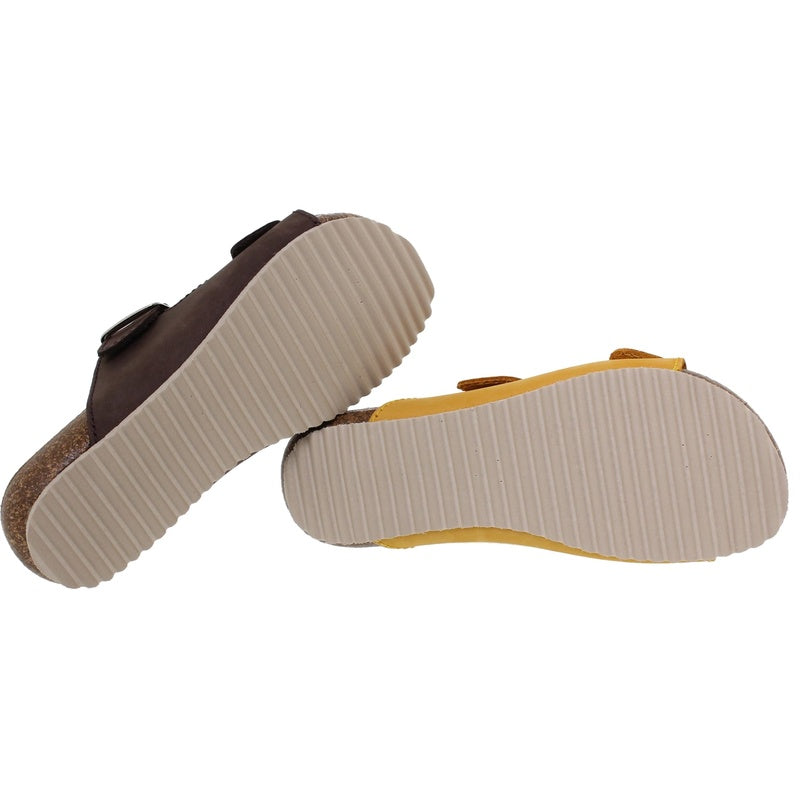 Sandalia de piel cómoda BIO 2 hebillas Negra
