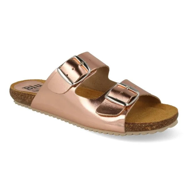 Sandalia de piel cómoda BIO 2 hebillas Bronce
