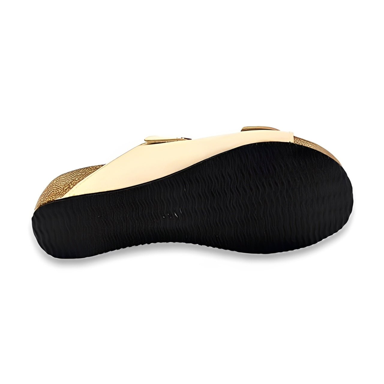 Sandalia Cuña de piel cómoda BIO 2 Hebillas Beige