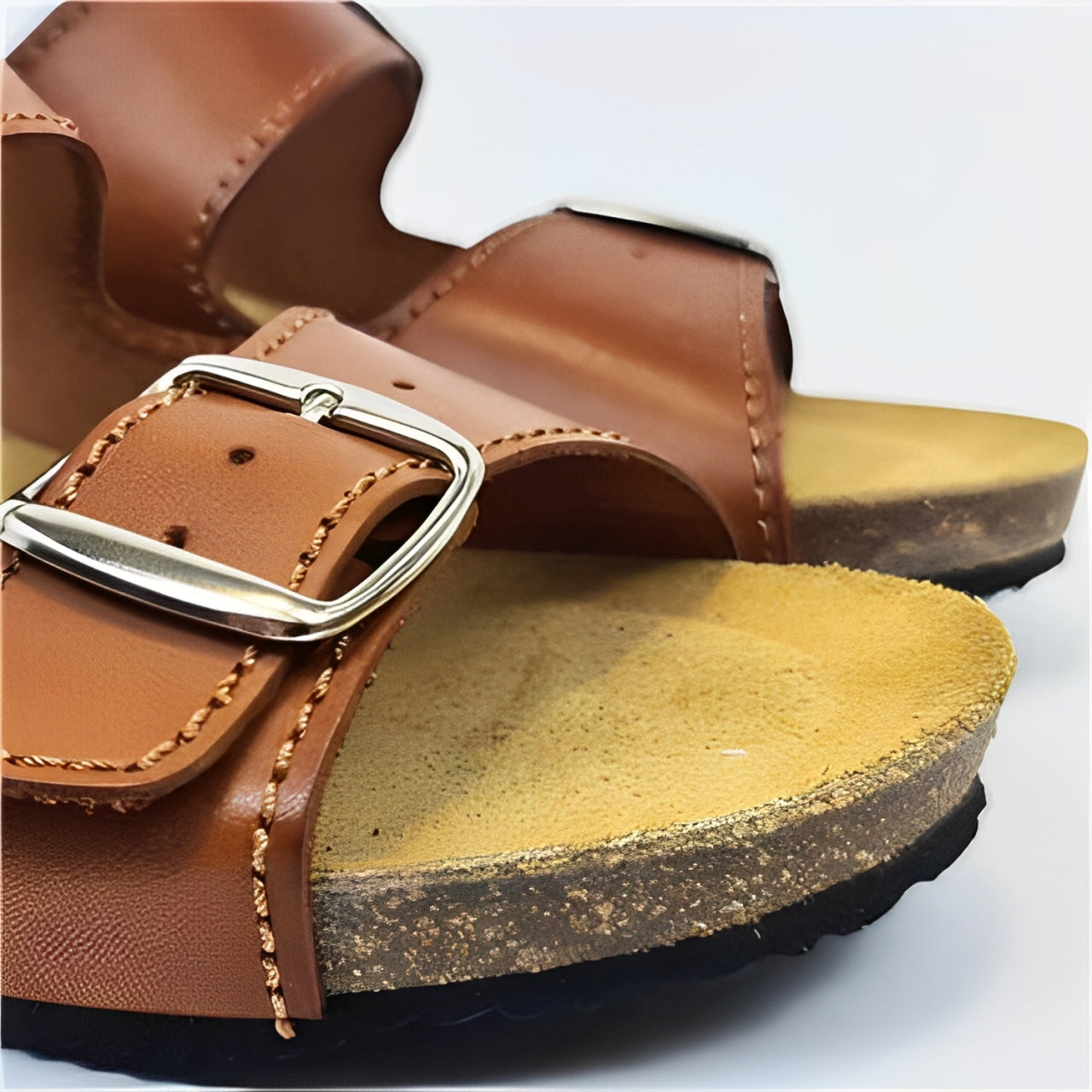 Sandalia Cuña de piel cómoda BIO 2 hebillas cuero