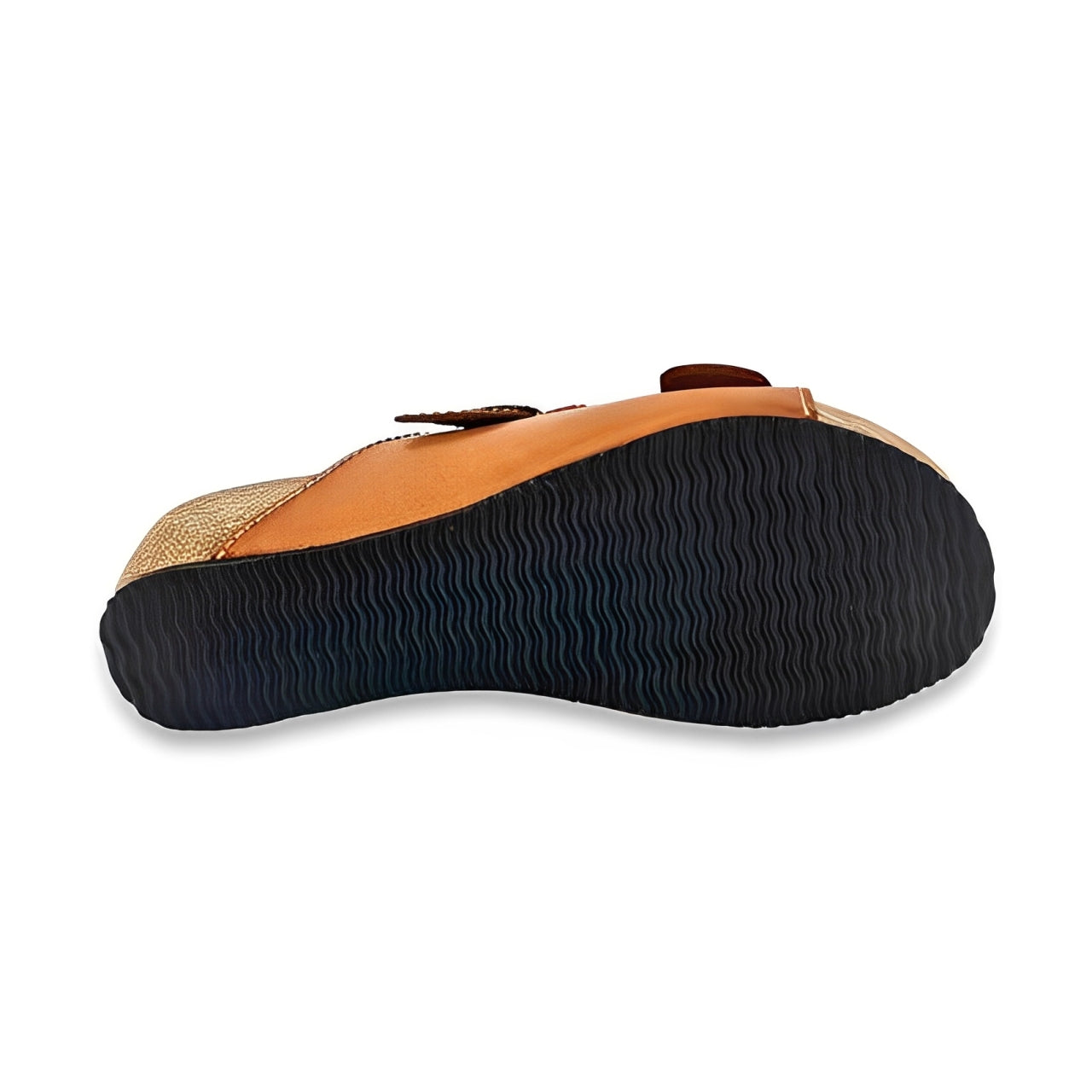 Sandalia Cuña de piel cómoda BIO 2 hebillas cuero