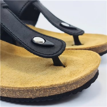 Sandalias Bio Esclava Mujer Piel Acolchada Negra