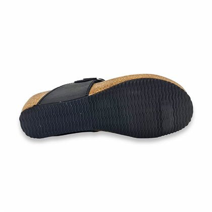 Sandalias Bio Esclava Mujer Piel Acolchada Negra