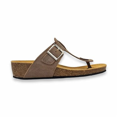 Sandalias Bio Esclava Mujer Piel Plantilla Acolchada Taupe
