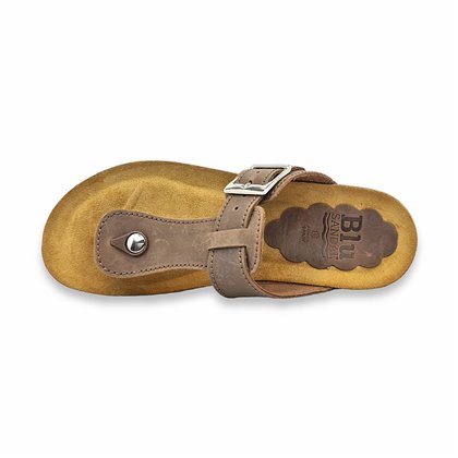 Sandalias Bio Esclava Mujer Piel Plantilla Acolchada Taupe