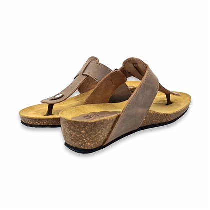 Sandalias Bio Esclava Mujer Piel Plantilla Acolchada Taupe