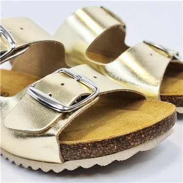 Sandalia de piel cómoda BIO 2 hebillas Bronce