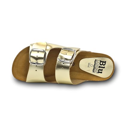 Sandalia de piel cómoda BIO 2 hebillas Bronce