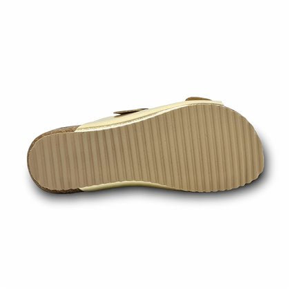 Sandalia de piel cómoda BIO 2 hebillas Bronce