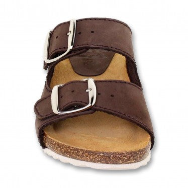 Sandalia de piel cómoda BIO 2 hebillas Marrón