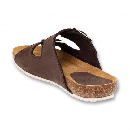 Sandalia de piel cómoda BIO 2 hebillas Marrón