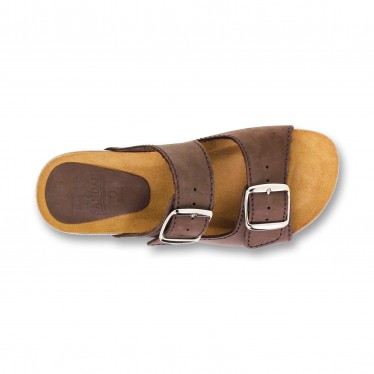 Sandalia de piel cómoda BIO 2 hebillas Marrón