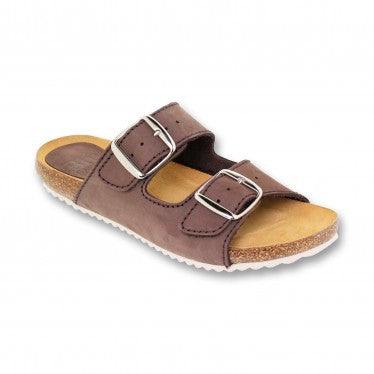 Sandalia de piel cómoda BIO 2 hebillas Marrón