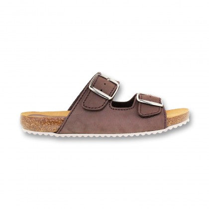 Sandalia de piel cómoda BIO 2 hebillas Marrón