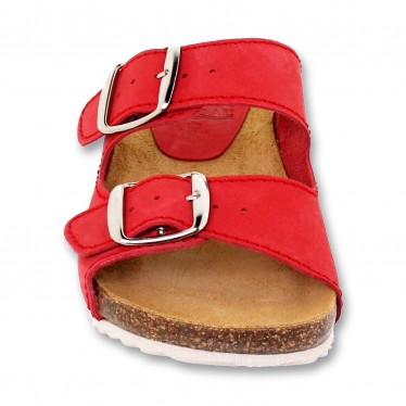 Sandalia de piel cómoda BIO 2 hebillas roja