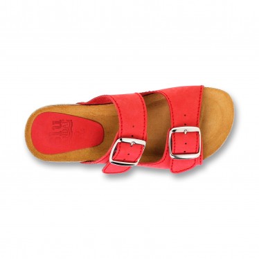Sandalia de piel cómoda BIO 2 hebillas roja