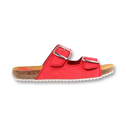 Sandalia de piel cómoda BIO 2 hebillas roja
