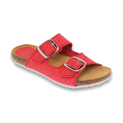Sandalia de piel cómoda BIO 2 hebillas roja