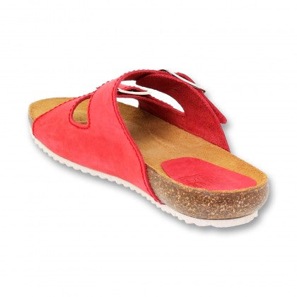 Sandalia de piel cómoda BIO 2 hebillas roja