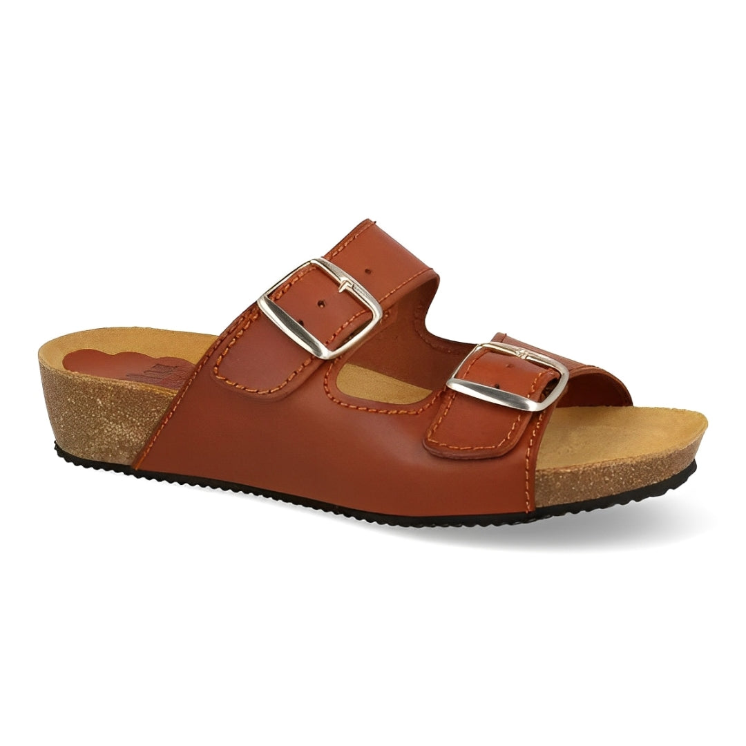 Sandalia Cuña de piel cómoda BIO 2 hebillas cuero