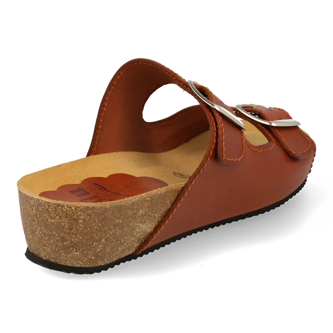 Sandalia Cuña de piel cómoda BIO 2 hebillas cuero