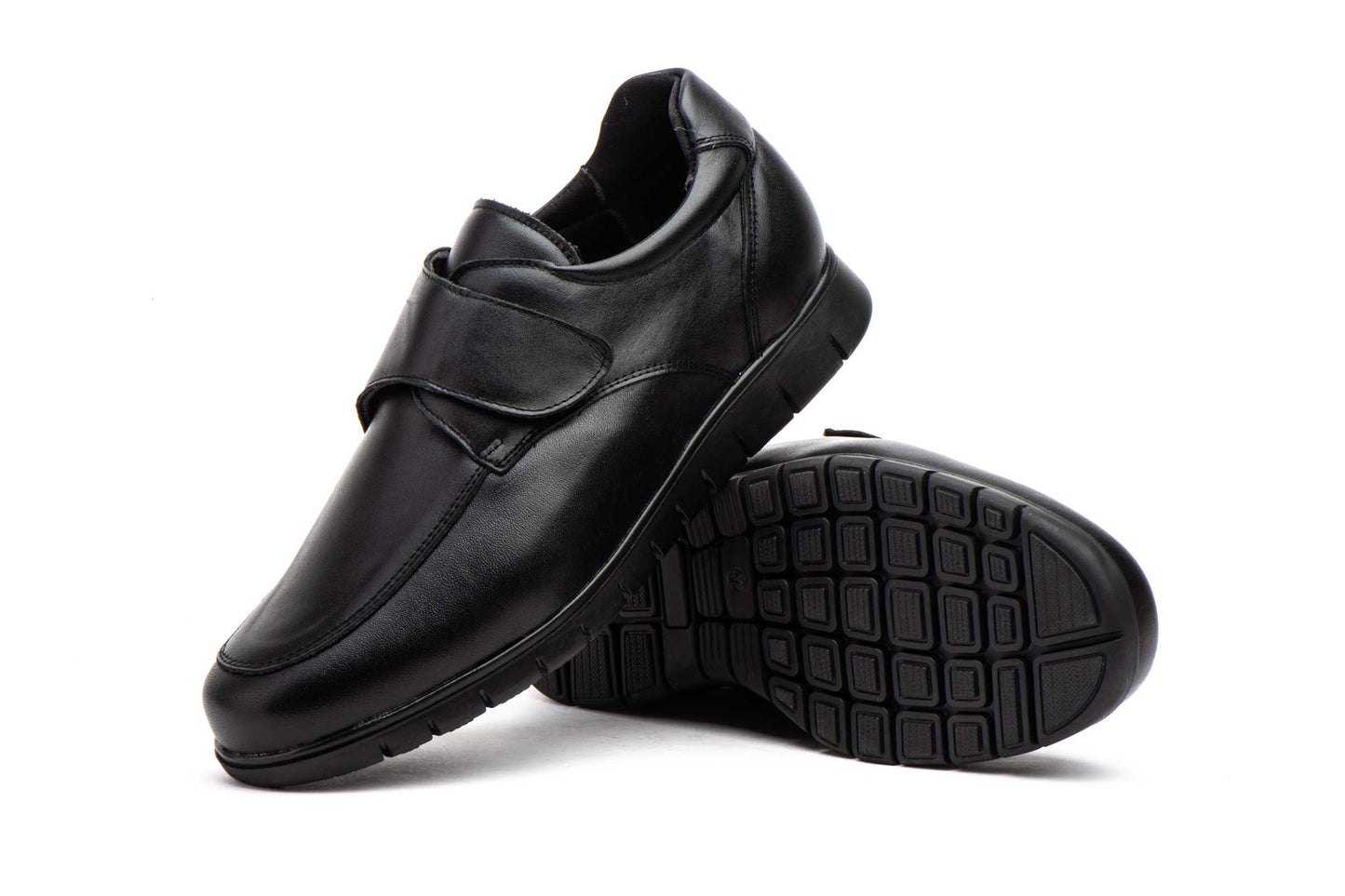 Zapatos Hombre Piel Negro Velcro