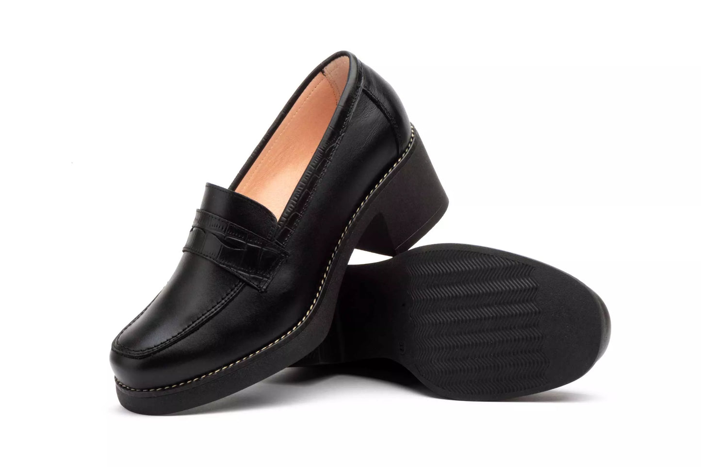 Zapatos Mujer Piel Negro Tacón Antifaz