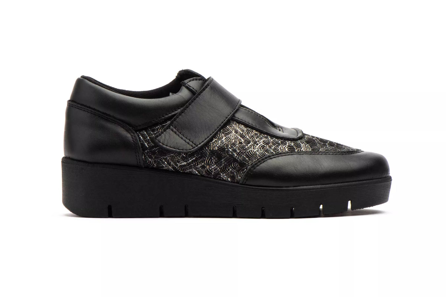 Zapatos Mujer Piel Negro Velcro