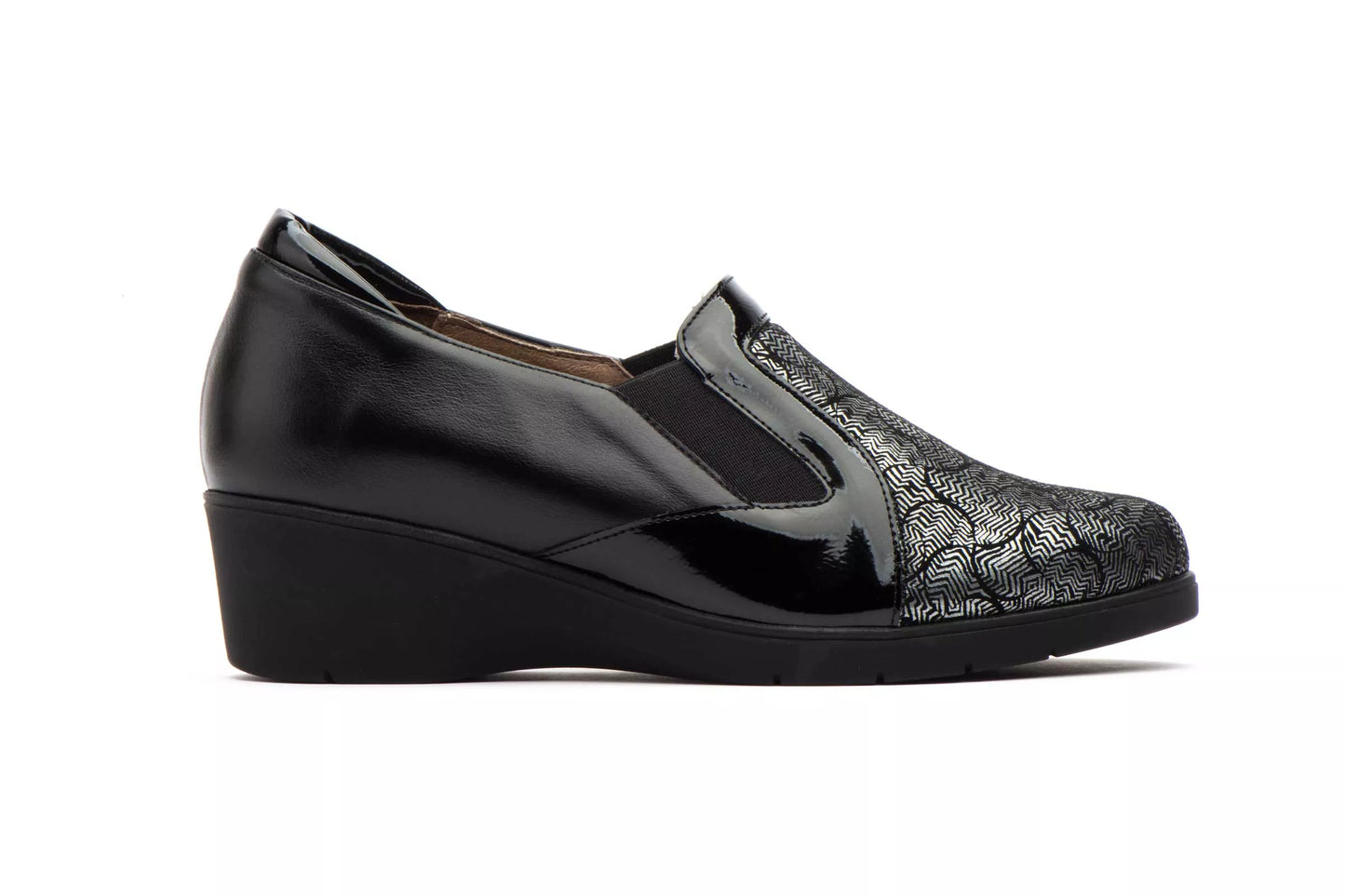 Zapatos Mujer Piel Negro Elásticos Licra