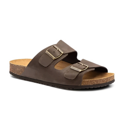 Sandalias Hombre Piel doble hebilla