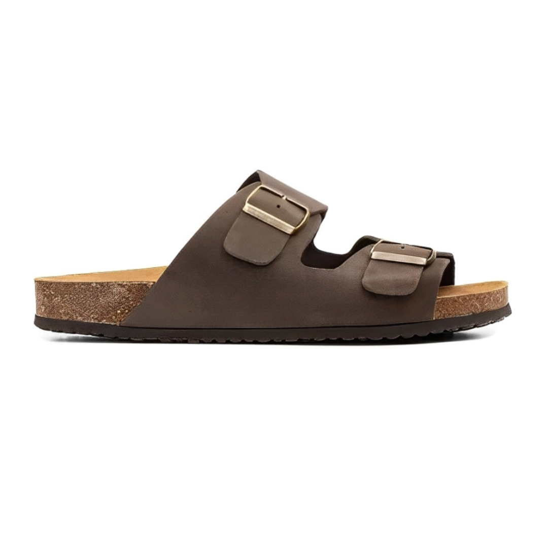 Sandalias Hombre Piel doble hebilla