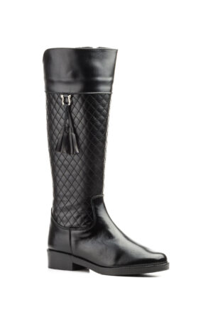 1032 Bota de montar para señora en piel de color negro con cremallera lateral (hecho en España)