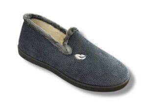 12249 Zapatilla para casa de caballero en suapel color azul, forro borreguillo, plantilla plumaflex.