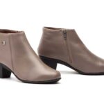 417 Botín para señora en piel con tacón y cremallera lateral de color gris ( hecho en España)