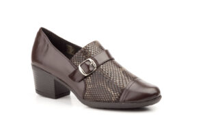 5400 Salón para señora confort en piel con tacón medio de color marrón ( hecho en España)