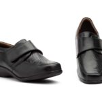 796 Mocasín para señora con velcro en piel de color negro ( hecho en España)