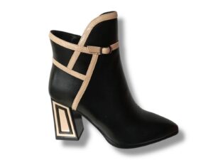 84575 A Botín de señora material vegano en color negro elegant boot con cremallera lateral.