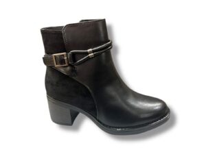 DH 2321 Botín para señora con tacón para vestir y cremallera lateral de color negro.